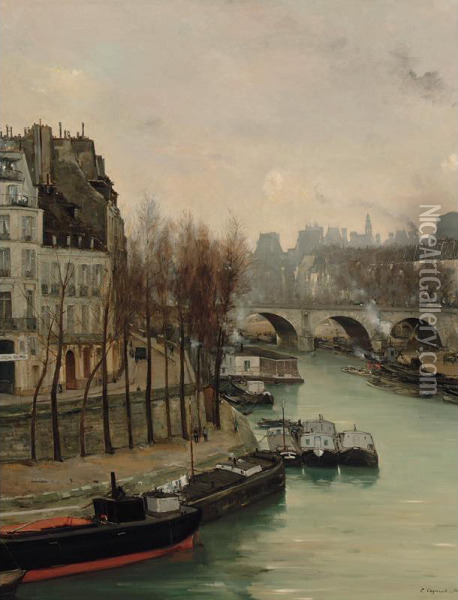 L'ile Saint Louis A Paris Oil Painting - Ernest Laynaud
