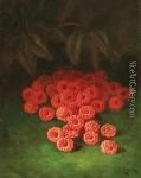 Still Life With Raspberries Oil Painting - Carducius Plantagenet Ream