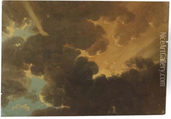 Une Etude D'un Coucher De Soleil Oil Painting - Simon-Joseph-Alexandre Clement Denis