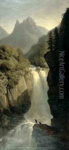 Waterfall in the Black Forest Oil Painting - Josephine Bowes