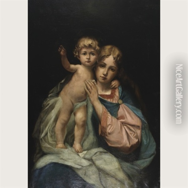 Madonna And Child Oil Painting - Hermann Effenberger