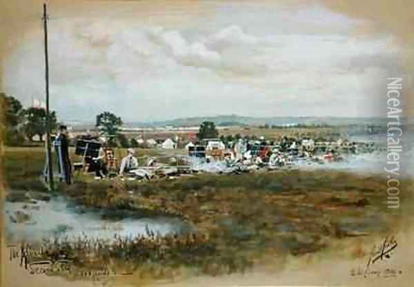 The Albert Second Stage 1000 yards Bisley Camp Oil Painting - Cecil Cutler
