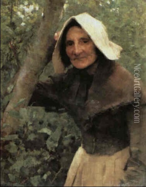 An Old Woman, North Lincolnshire Oil Painting - Sir George Clausen