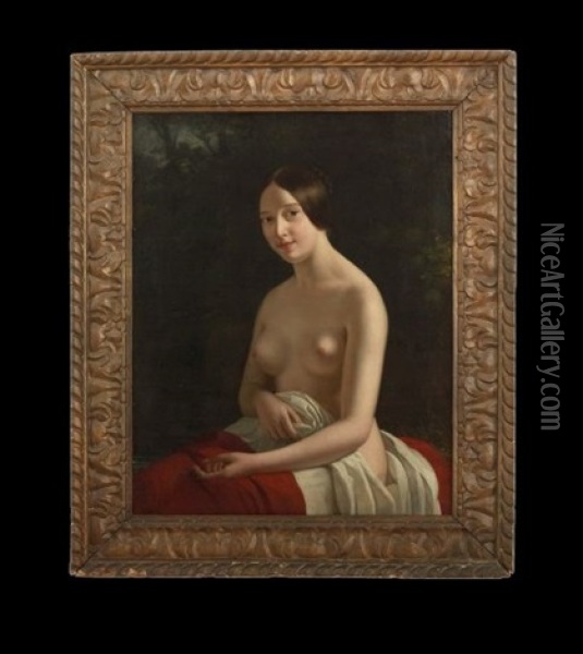 Portrait Of A Young Woman, Partially Draped Oil Painting - Jean Joseph Vaudechamp