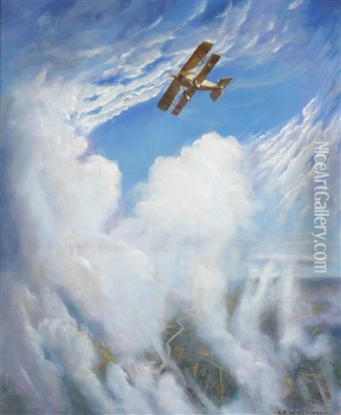 War In The Air Oil Painting - Christopher Richard Wynne Nevinson