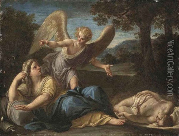The Angel Appearing To Hagar And Ishmael Oil Painting - Marc Antonio Franceschini