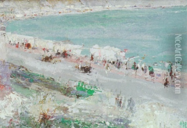 The Beach, Swanage Oil Painting - William Walcot