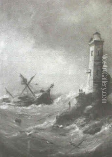 Surveying The Shipwreck Oil Painting - Edouard Adam