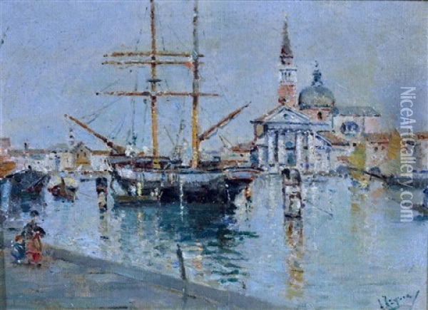 Isola Di S. Giorgio A Venezia Oil Painting - Antonio Maria de Reyna Manescau