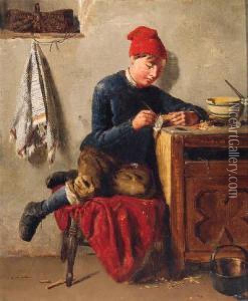 The Young Model Maker Oil Painting - Thomas Chambers