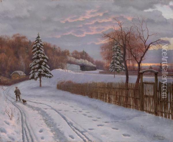 Winter Landscape Oil Painting - Boris Vasilievich Bessonov