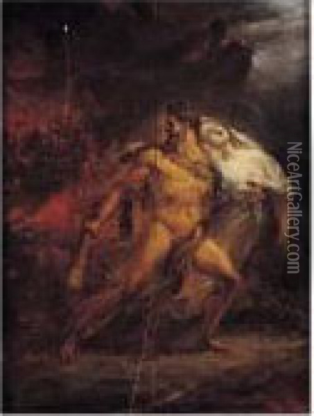 Hercule Ramenant Alceste Des Enfers Pour La Rendre A Admete Oil Painting - L. Charles Auguste Couder