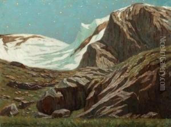 Stars Over The Alps Oil Painting - Frederic Sauvignier