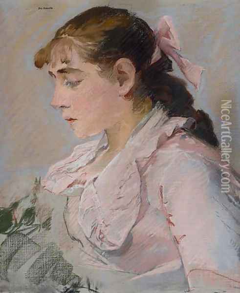 La femme en rose (Jeanne Gonzales) Oil Painting - Eva Gonzales