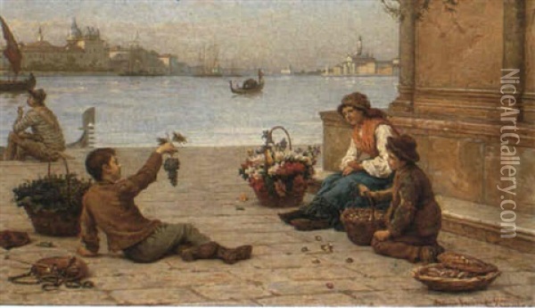 The Merchants Of Venice Oil Painting - Antonio Ermolao Paoletti