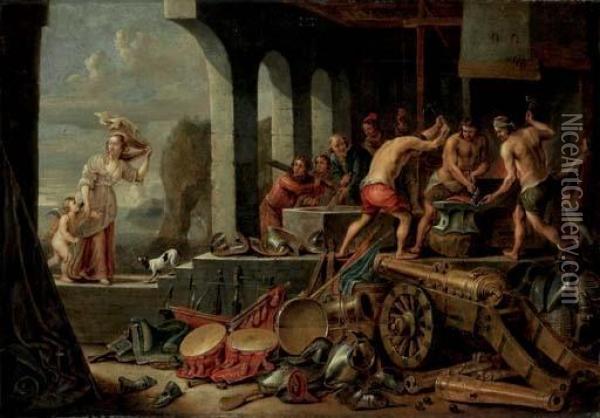 Venus And Cupid At Vulcan's Forge Oil Painting - David The Younger Teniers