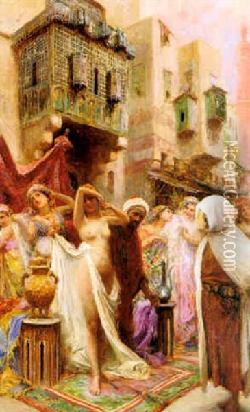 At The Slave Market Oil Painting - Fabio Fabbi