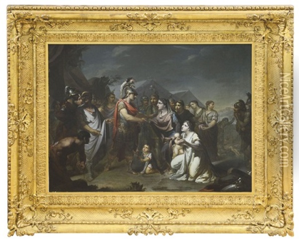 Alessandro Magno Incontra La Famiglia Di Dario Oil Painting - Angelo Vacca
