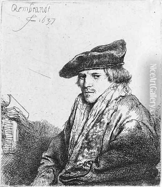 A Young Man in a Velvet Cap (Ferdinand Bol) Oil Painting - Rembrandt Van Rijn