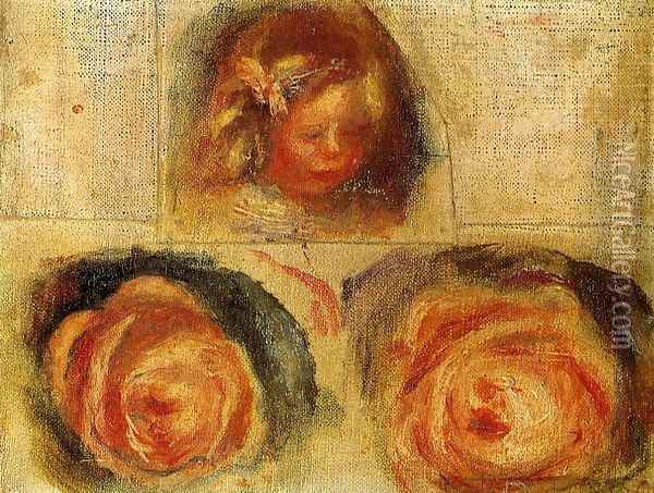 Coco And Roses (study) Oil Painting - Pierre Auguste Renoir