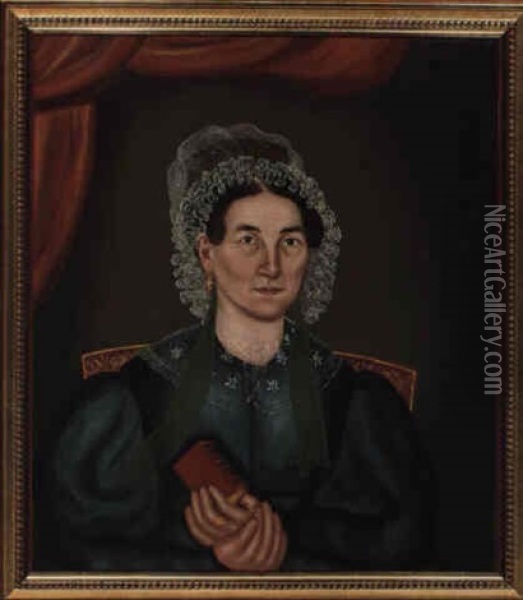 A Portrait Of Jane Gibbs Of Buxton, Maine Oil Painting - Royall Brewster Smith