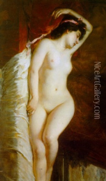 Sovende Nogen Ung Kvinde Oil Painting - Georg Papperitz