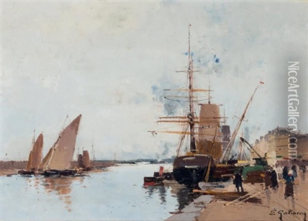 Trois Mats Sortant Du Port Voiles Deployees Oil Painting - Paul Charles Emmanuel Gallard-Lepinay