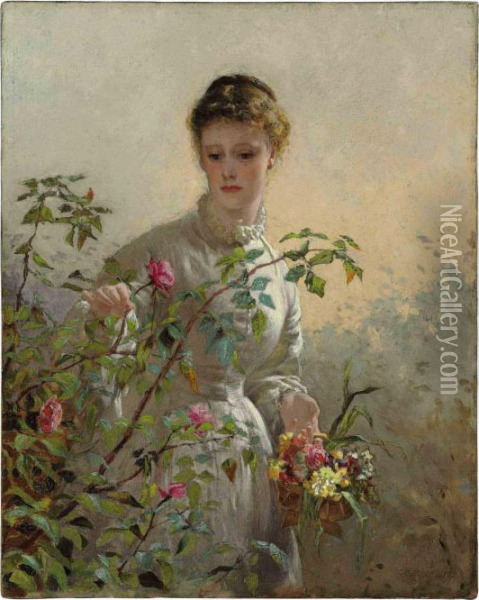 A Summer Bouquet Oil Painting - George Elgar Hicks
