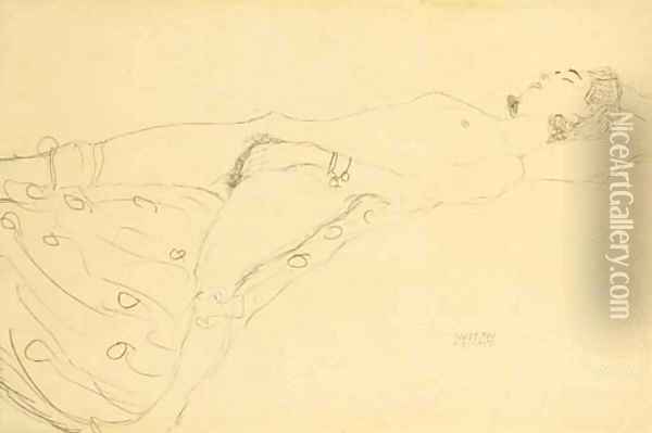 Liegender Akt nach rechts 2 Oil Painting - Gustav Klimt