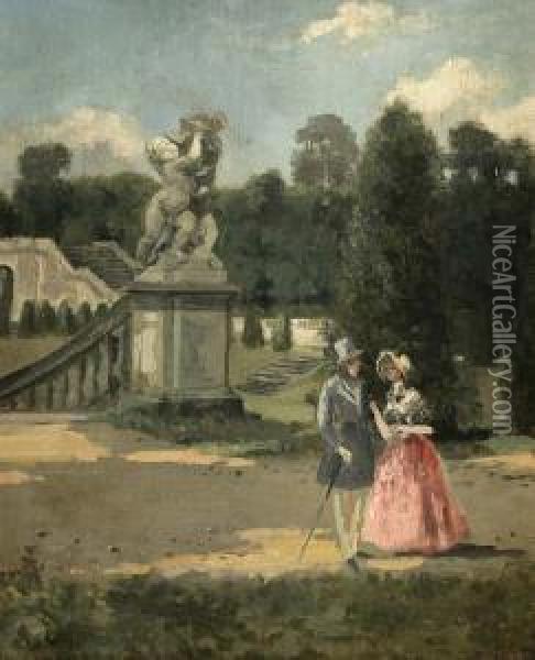 Junges Paar Im Schlosspark Oil Painting - A. Raudnitz