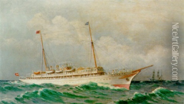 Skibsportraet Af Et Kongeskib Oil Painting - Christian Blache