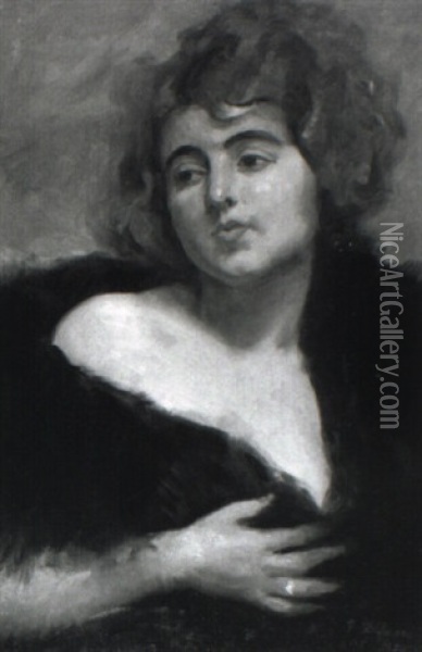 Femme A La Fourrure Oil Painting - Frederic Dufaux