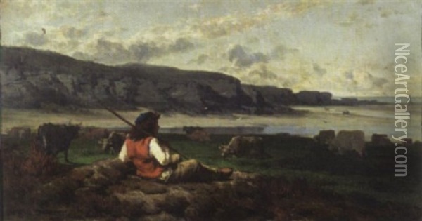 Berger Regardant La Mer Oil Painting - Jean Edouard Yan Dargent