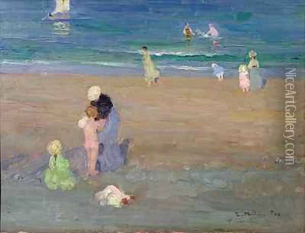 The Beach Trouville Oil Painting - Emanuel Phillips Fox