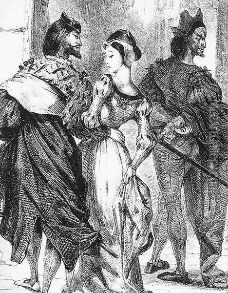 Faust Trying to Seduce Margarete (detail) 1828 Oil Painting - Eugene Delacroix