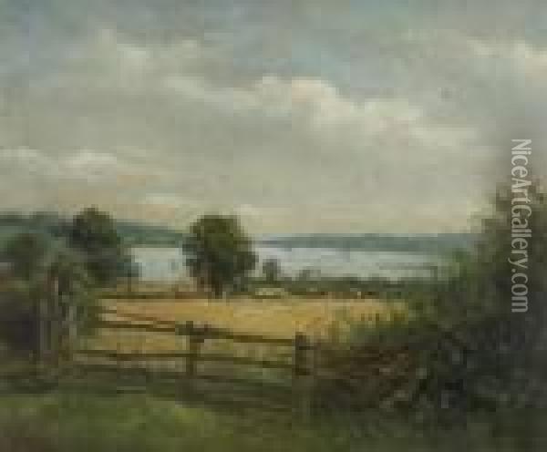 A View On The Orwell In Summer Oil Painting - John Moore Of Ipswich