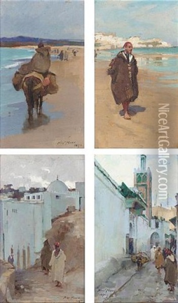 Moroccan Scenes (4 Works) Oil Painting - Alexander Mann