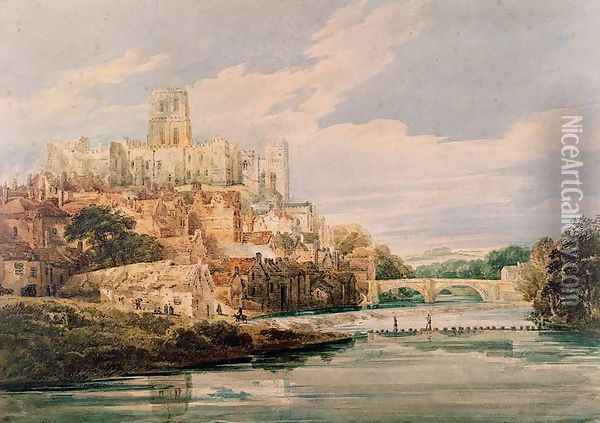 Durham Castle and Cathedral Oil Painting - Thomas Girtin