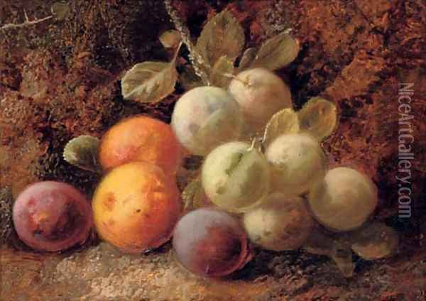 Plums and greengages Oil Painting - George Clare