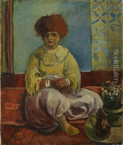 Portrat Einer Frau In Orientalischer Kleidung Oil Painting - Adolphe Aizik Feder