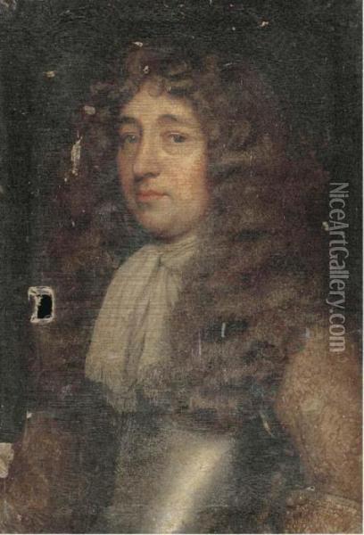 Portrait Of A Gentleman, Bust-length, In Armour And Whitejabot Oil Painting - John Vanderbank