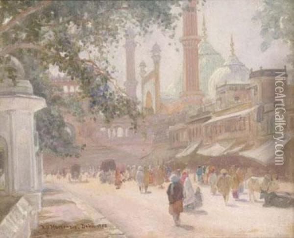 Street Scene, Delhi Oil Painting - Roderick D. Mackenzie