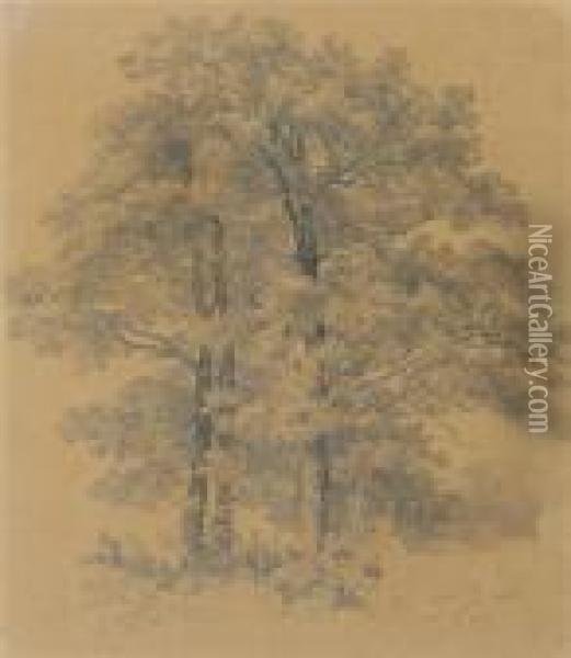 Three Trees Oil Painting - Robert Zund