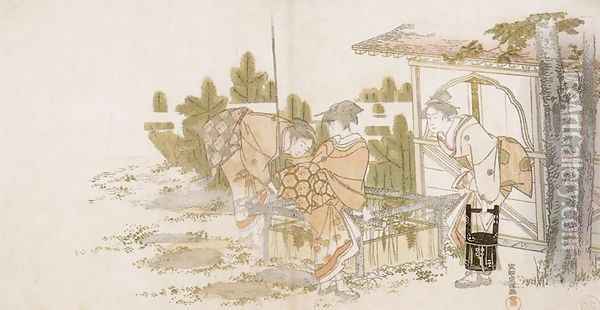 Three Ladies by a Well Oil Painting - Katsushika Hokusai