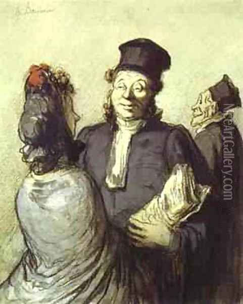 A Lawyer With His Client 1862 Oil Painting - Honore Daumier