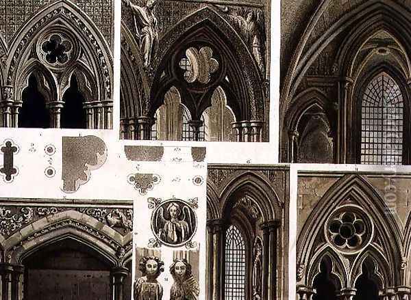 Fragments and Arches in Westminster Abbey, plate 11 from Westminster Abbey, engraved by Thomas Sutherland, pub. by Rudolph Ackermann 1764-1834 1811 Oil Painting - Augustus Charles Pugin