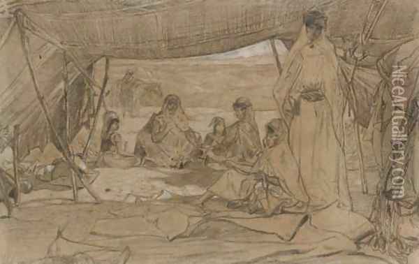 Interior scene of a North African encampment Oil Painting - Gustave Achille Guillaumet