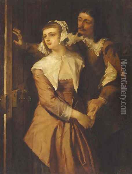 Alice Bridgenorth and Julian Peveril Oil Painting - Alfred Elmore