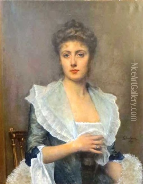 Portrait De Madame Claretie, Mere De Germaine Oil Painting - Gaston Casimir Saint-Pierre