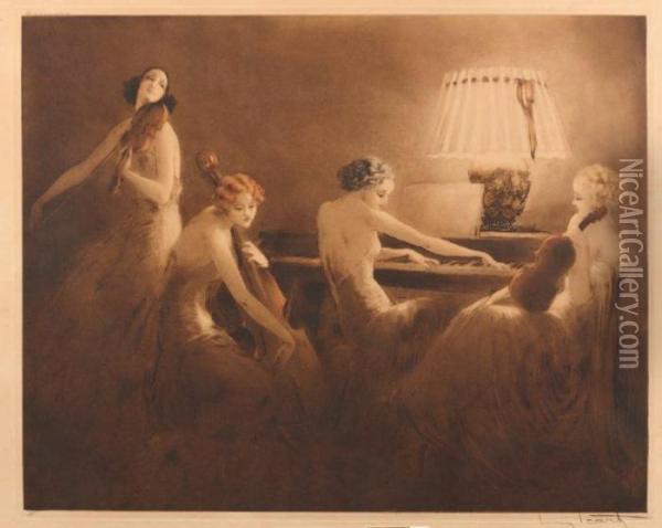 Melody Hour Oil Painting - Louis Icart
